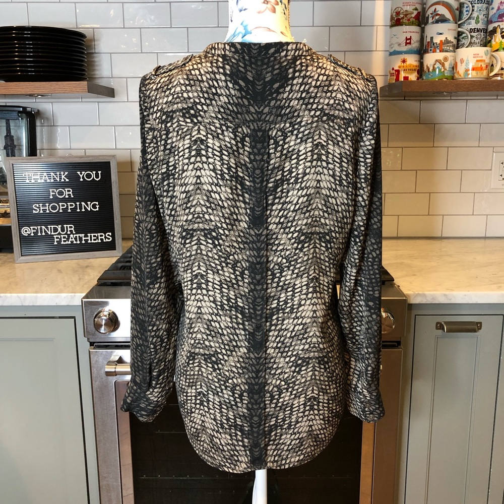 Trouve | Snakeskin Print Button Down Blouse - image 4